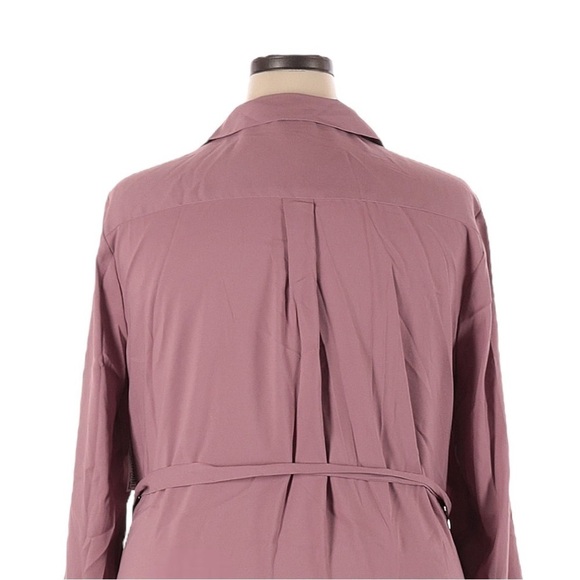 Daily Ritual XXL Mauve Shirtdress NWT Button Front Tie Waist Long Sleeve Midi - Picture 4 of 9